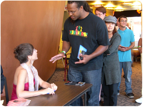 gretchen parlato selling and signing CDs at san jose jazz fest 2010