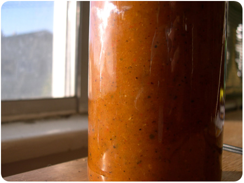 finished salsa in a jar