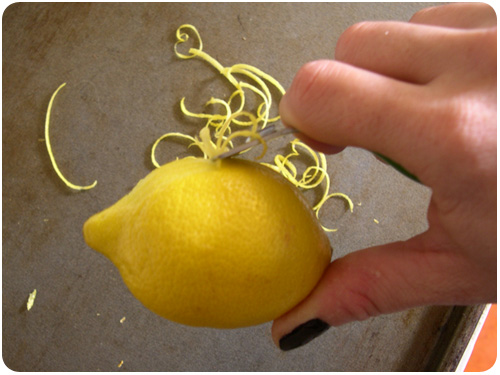 lemon zester in action