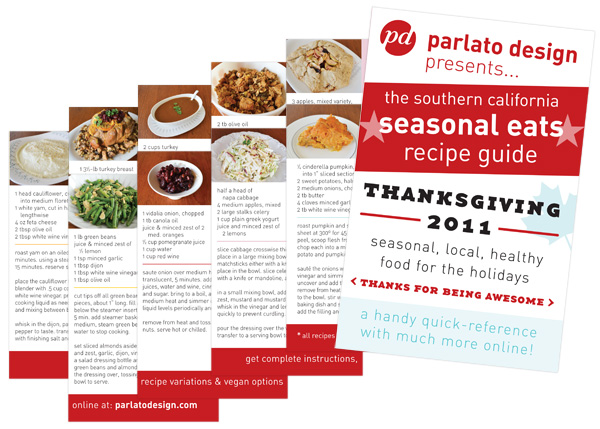 parlato design studio seasonal eats recipe guide, thanksgiving 2011