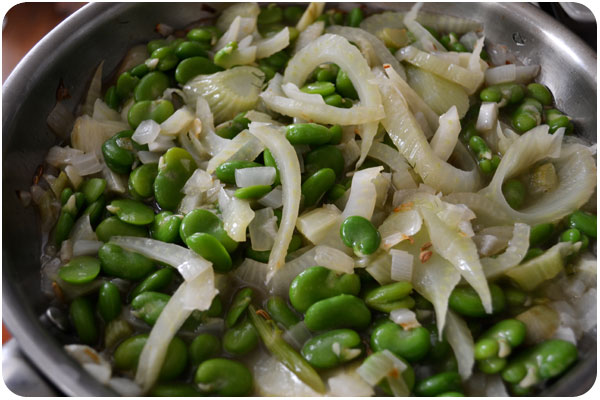 making fava fennel saute
