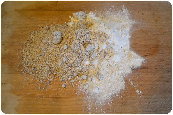 3 flours on the cutting board