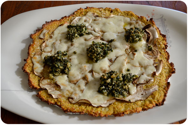 porcini & parmesan cauliflower crust pizza